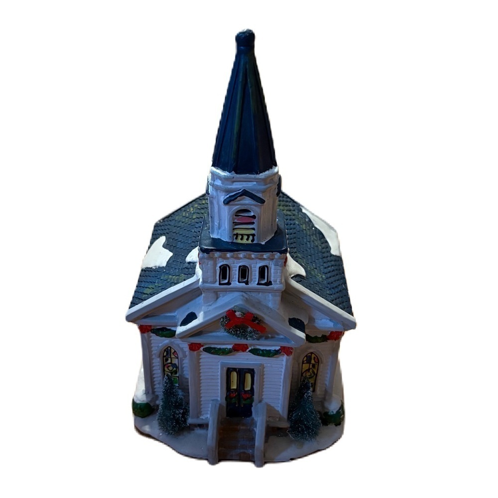 Christmas Village Ceramic Church Light Up Decor Vintage
